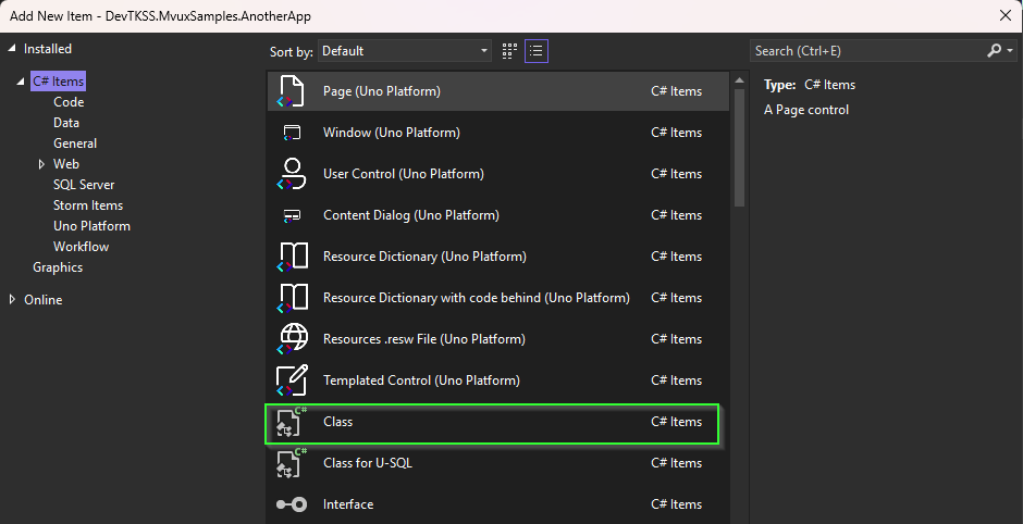 Adding-new-Item-Class