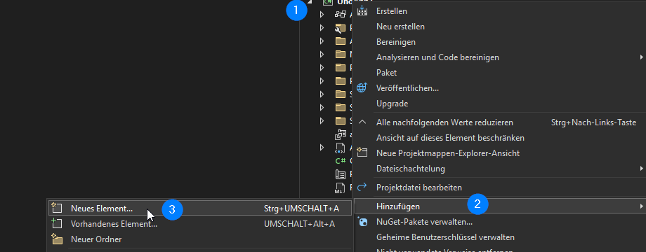 Hinzufügen-neues-Element-zu-Projektmappe